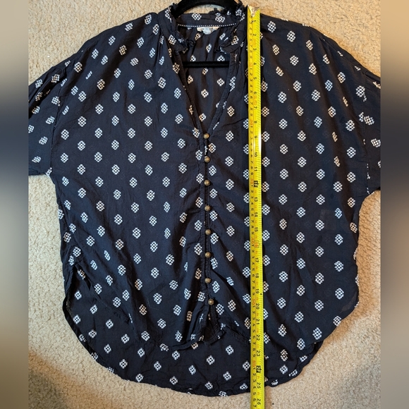 Pilcro Anthropologie Tavi Embroidered Textured Ruffle Collar Blouse Sz XS - Picture 14 of 15